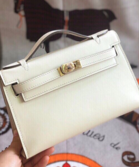 에르메스 미니 켈리백22 나타 화이트 금장 스위프트